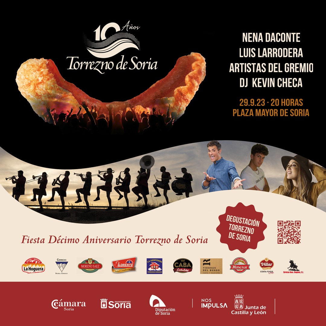 La Marca de Garantía Torrezno de Soria celebra sus 10 años con gran una fiesta el 29 de septiembre, con Nena Daconte y una degustación gratuita de 2.500 torreznos 